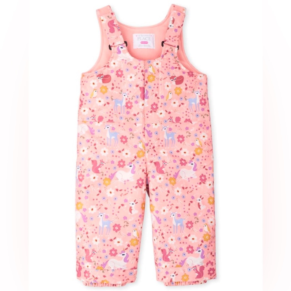 The Children’s Place Toddler Girls Print Snow Overalls Pink Size 5T